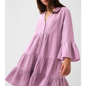 Faherty Lavender Tiered Gauze Dress